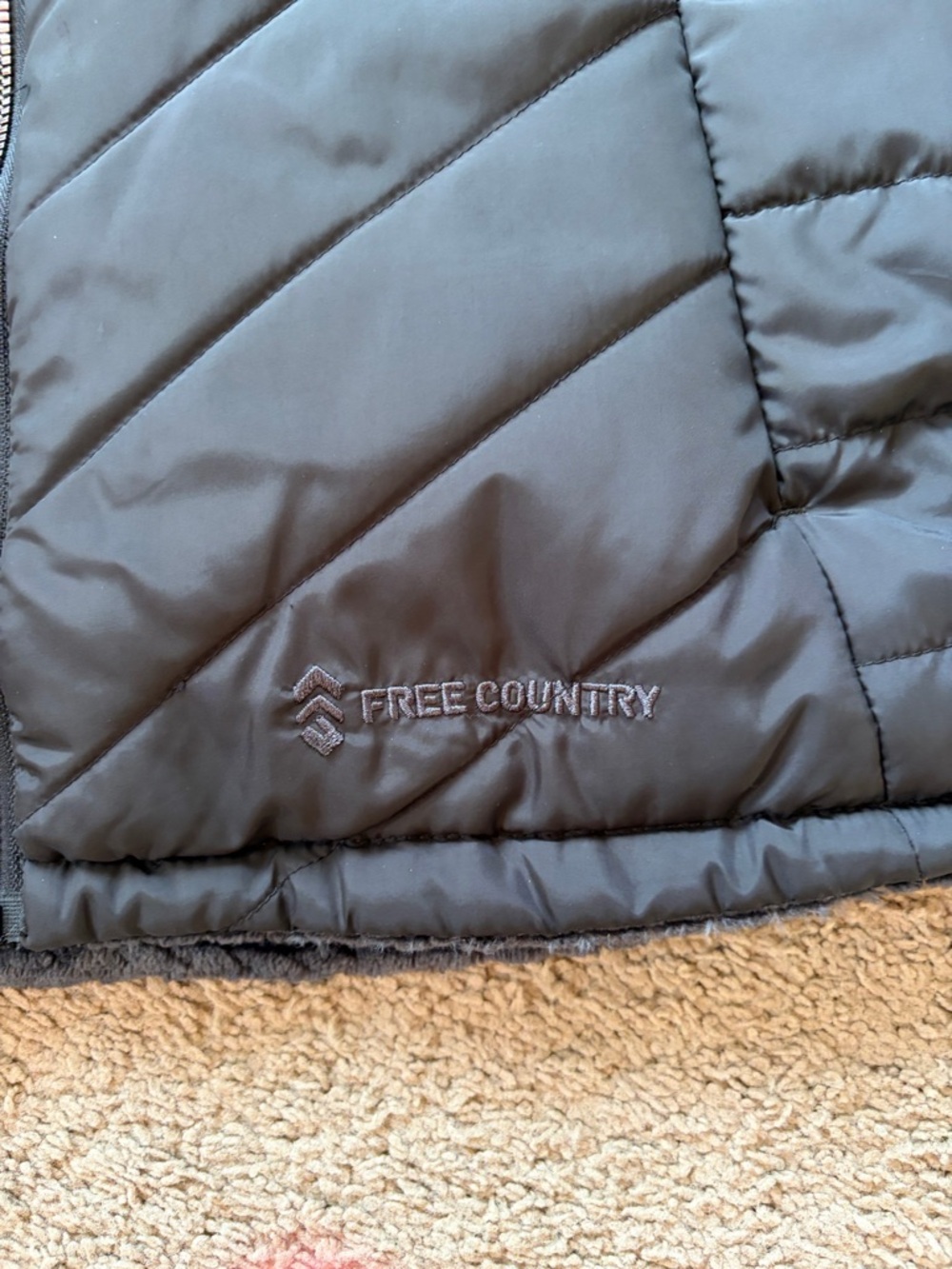 Free Country reversible vest black nylon/ dark gray plush pockets women’s M - Picture 2 of 8